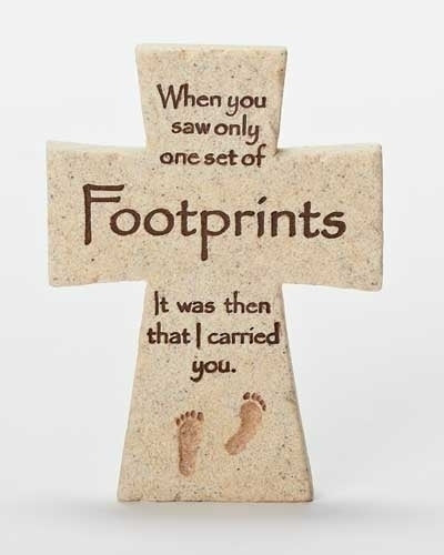 Footprints Cross 4"H