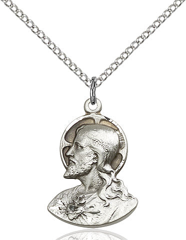 Head of Christ Necklace Sterling Silver 18"