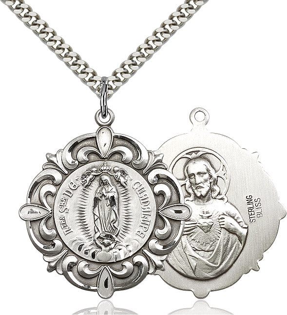Our Lady of Guadalupe Necklace Sterling Silver 24"