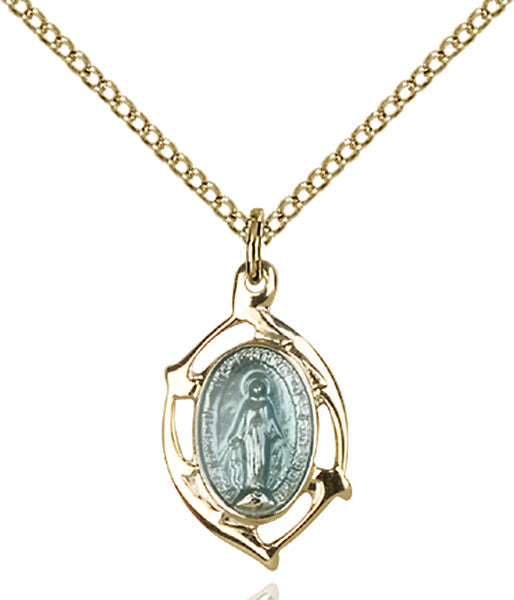 Miraculous Medal Necklace Gold Plated 18"