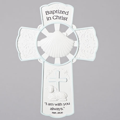 Baptism Boy Wall Cross 7.75"H