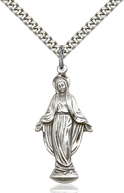 Our Lady of Grace Necklace Sterling Silver 24"