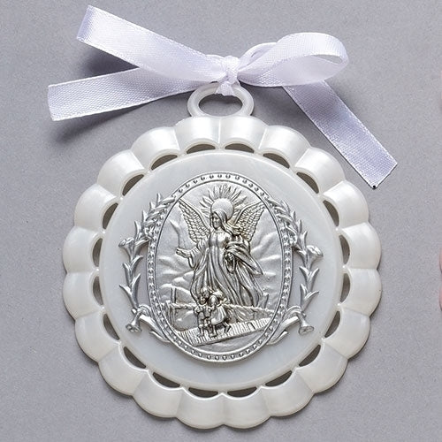 Cradle Medal White 4.25"H