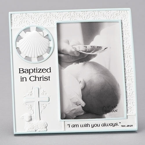 Boy Baptism Frame Blue and White 7.25"H