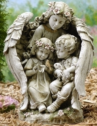 Angel with Children Garden Statue 16"H