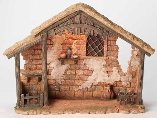 Fontanini Lighted Resin Nativity Stable 14.5" H