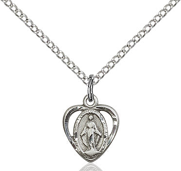 Miraculous Medal Necklace Sterling Silver 18