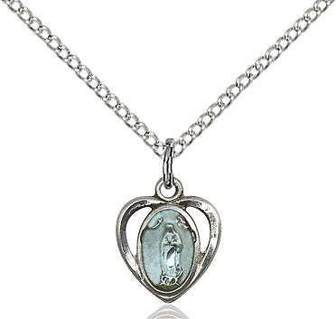 Our Lady of Guadalupe Necklace Sterling Silver 18"