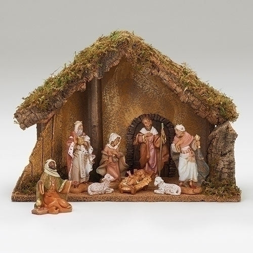 8 Figure Nativity Set with Italian Stable 5" Scale