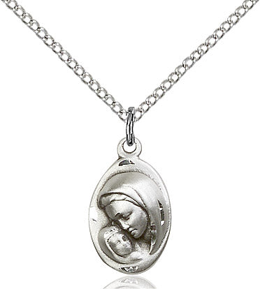 Madonna and Child Necklace Sterling Silver 18"