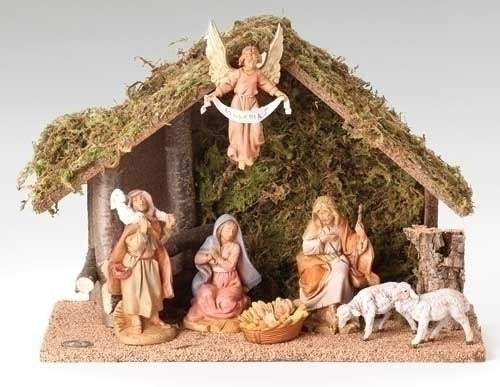 7 Figure Nativity Set with Italian Stable 5" Scale