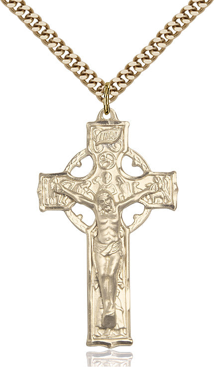 Celtic Crucifix Necklace Gold Filled 24"
