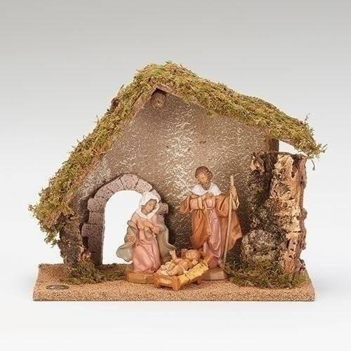 3 Figure Nativity Set with Italian Stable 5"