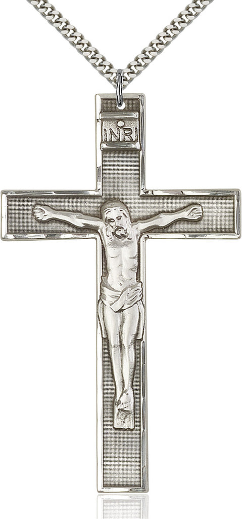 Crucifix Necklace Silver 24"