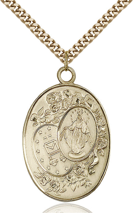 Miraculous Medal Necklace Gold Filled 24"