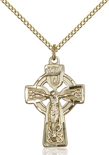 Celtic Crucifix Necklace Gold Filled 18"