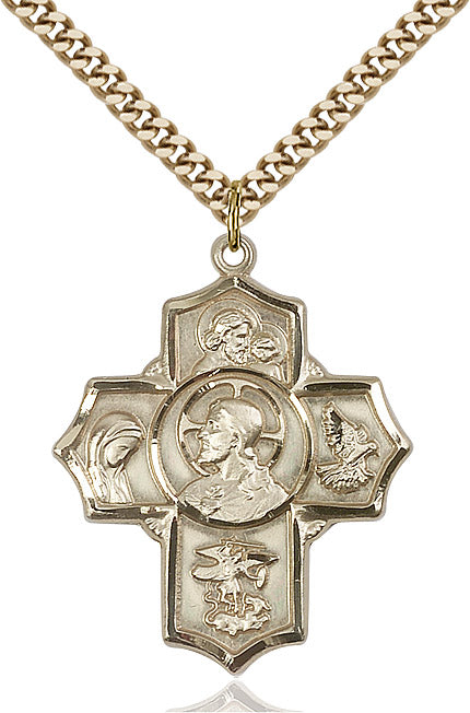 Sacred Heart 5-Way Medal Gold Filled 24"
