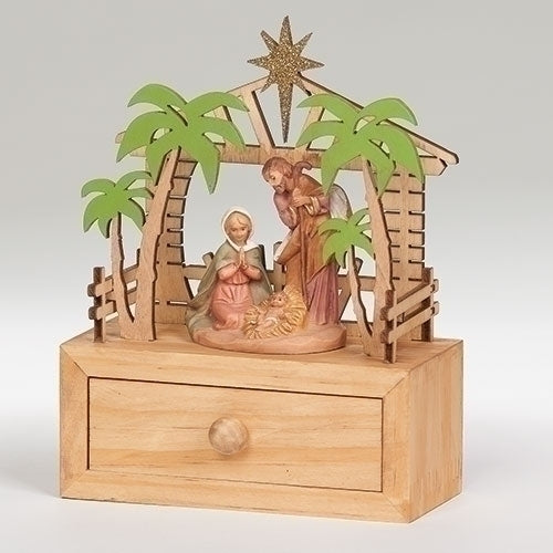 Holy Family Prayer Box with Drawer 6.5"H