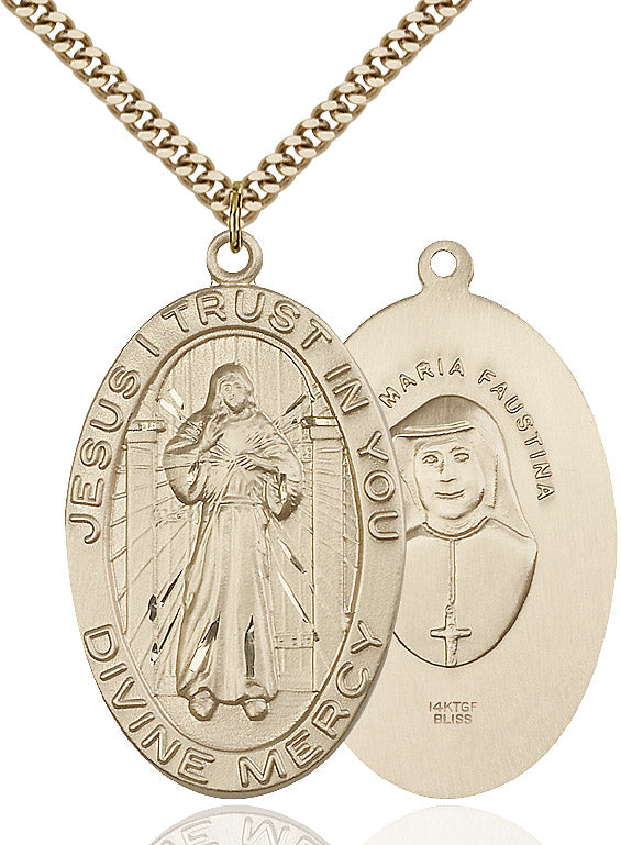 Divine Mercy Necklace Gold Filled 24"