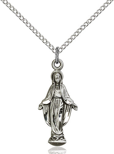 Our Lady of Grace Necklace Sterling Silver 18"