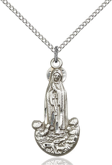 Our Lady of Fatima Necklace Sterling Silver 18"