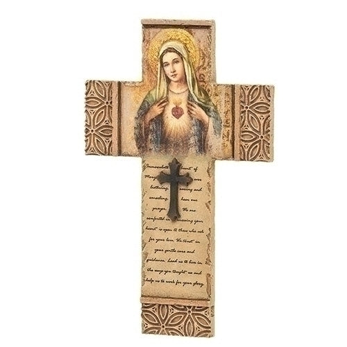 Immaculate Heart of Mary Wall Cross 8"H