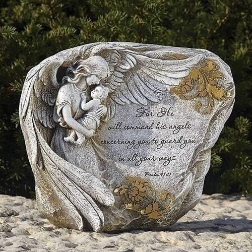 Angel and Baby Garden Stone 8"H