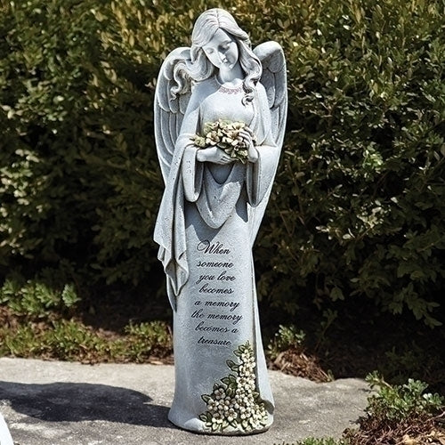 Memorial Angel with Flower Garden Statue 22.75"H