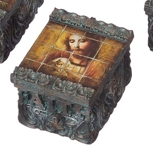 Jesus and Lamb Tile Art Keepsake Box 1.5"H