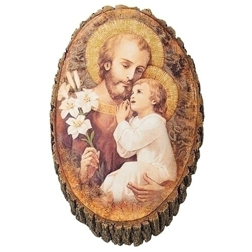 Joseph - St. Joseph and Divine Child Wood Plaque 12.25"H