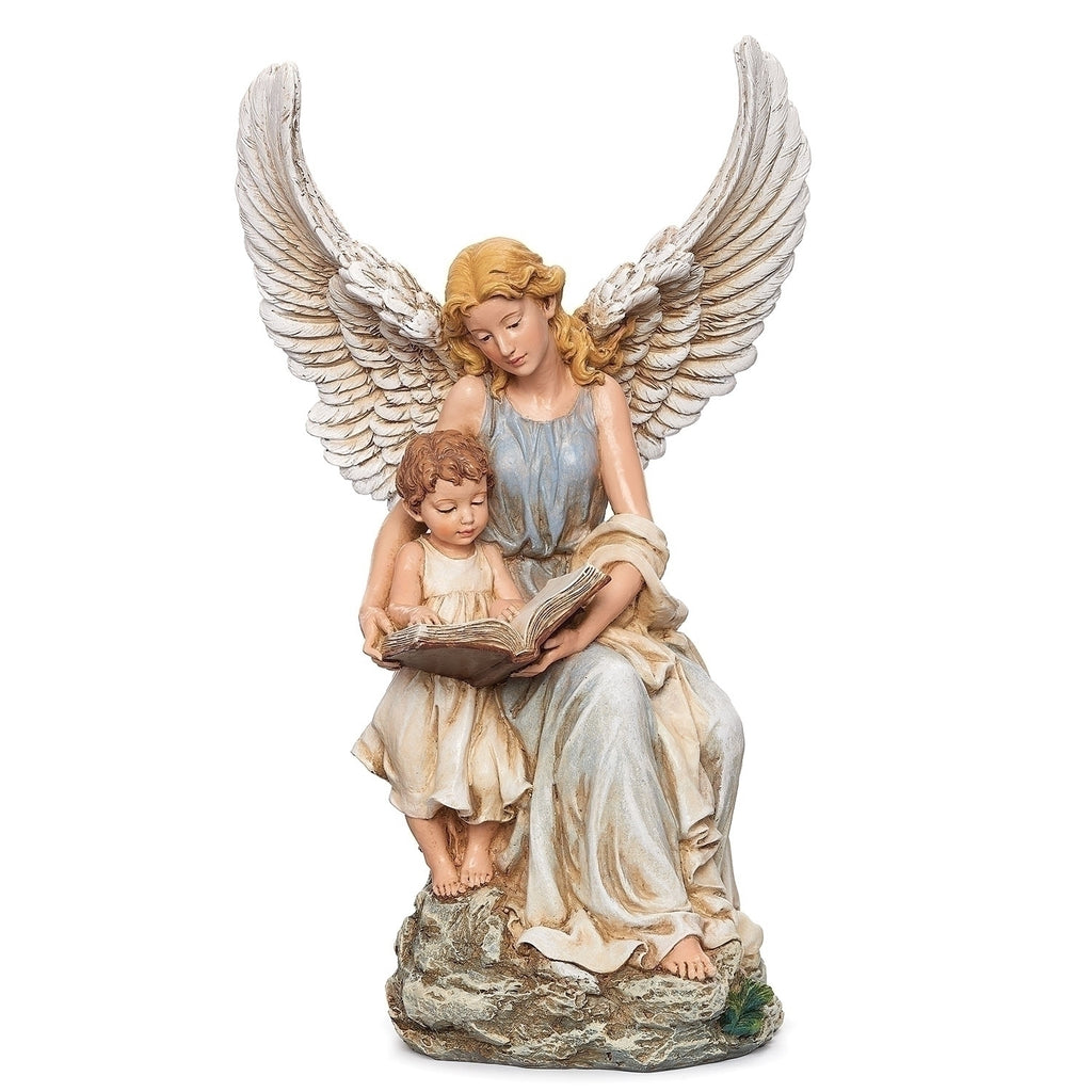 Guardian Angel Reading with Child Statue 10.5"H