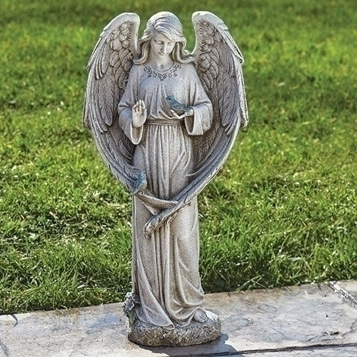 Angel with Two Birds Garden Statue 20"H