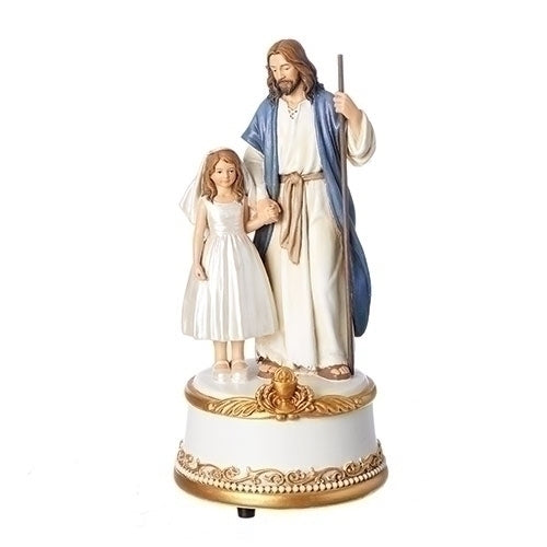 Jesus with Girl Communion Musical Figure 7.5"H