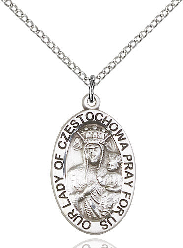Our Lady of Czestochowa Necklace Sterling Silver 18"