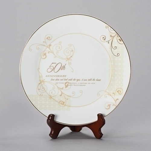 50th Anniversary Plate with Stand 9"H 2pc set