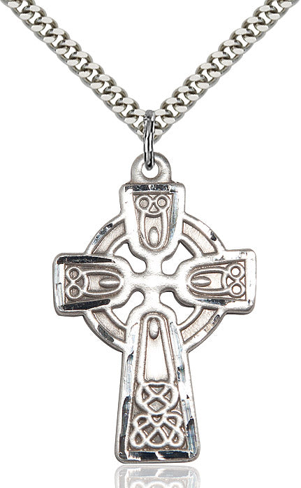 Celtic Cross Necklace Sterling Silver 24"