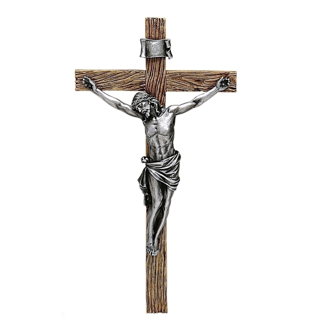 Antiqued Silver Crucifix 8.25"H