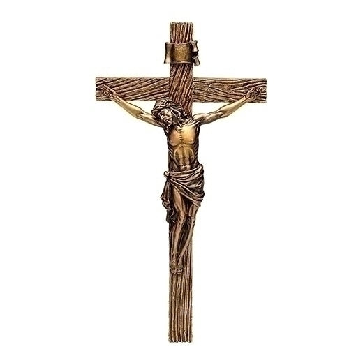 Antiqued Gold Crucifix 8.25"H