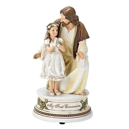 Jesus with Girl Musical Communion Figure 7.25"H