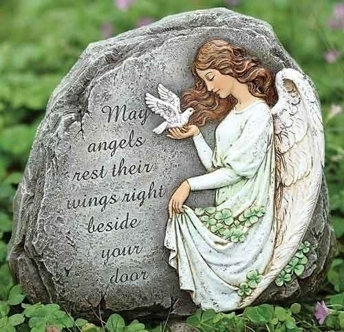 Celtic Angel with Verse Garden Stone 8.25"H