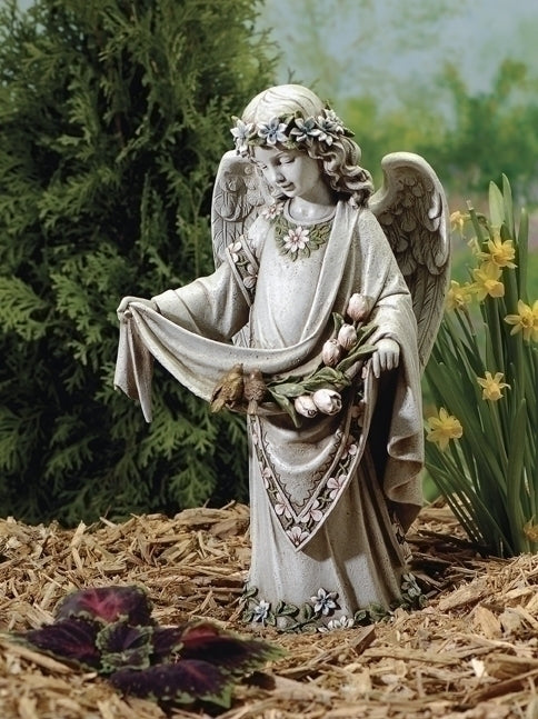 Angel with Birds on Dress Garden Statue 16.5"H