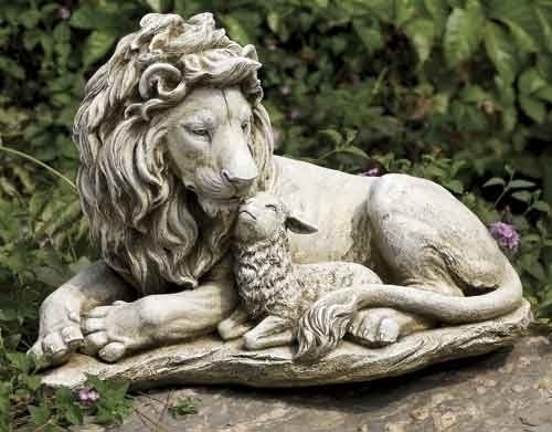 Joseph's Studio Lion and Lamb Garden Statue 12.5" H