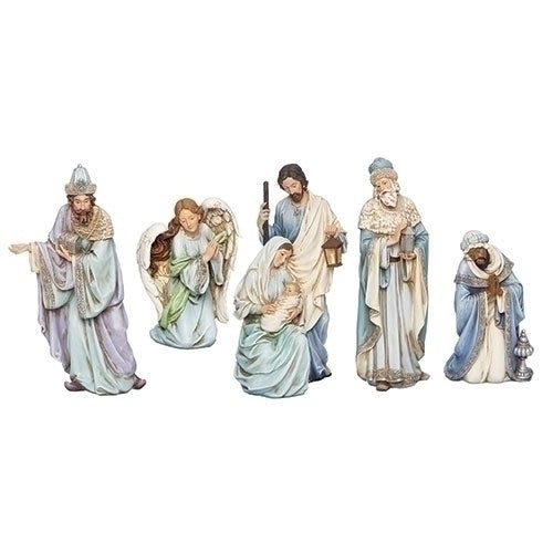 5pc Nativity Set with Blue Robes 15"H