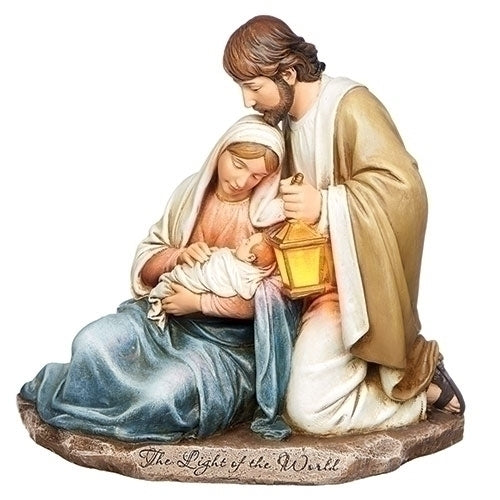 Holy Family with Lit Lantern 7.25"H