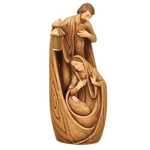 Wood Carved Holy Family 12"H