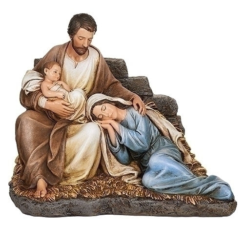 Joseph Watching Over Sleeping Mary and Jesus Statue 6.7"H