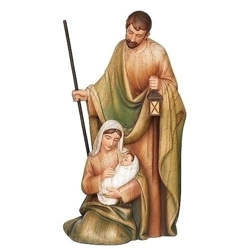 Holy Family Stained Wood Figure 8.5"H