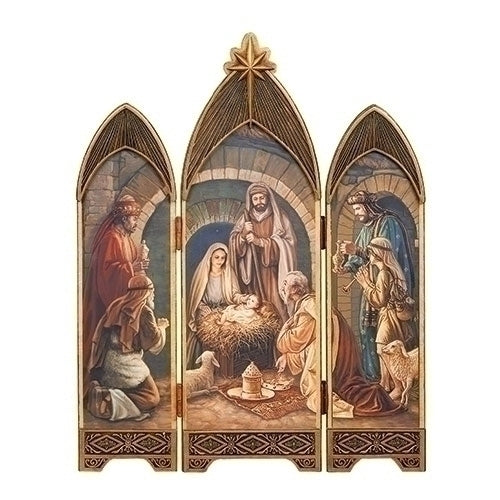 Nativity Triptych with Oil Paint Look 28"H