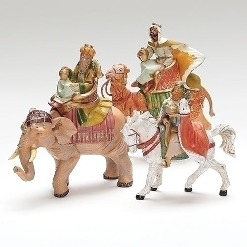 Three Kings on Horse, Camel, and Elephant 5" Scale