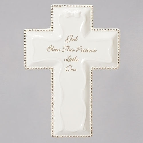 God Bless Wall Cross White 6"H